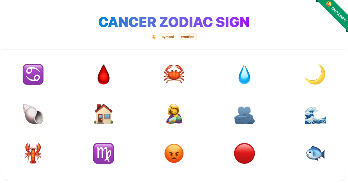 Cancer Zodiac Sign Emojis ♋ 🩸 🦀 | Meaning, Copy & Paste