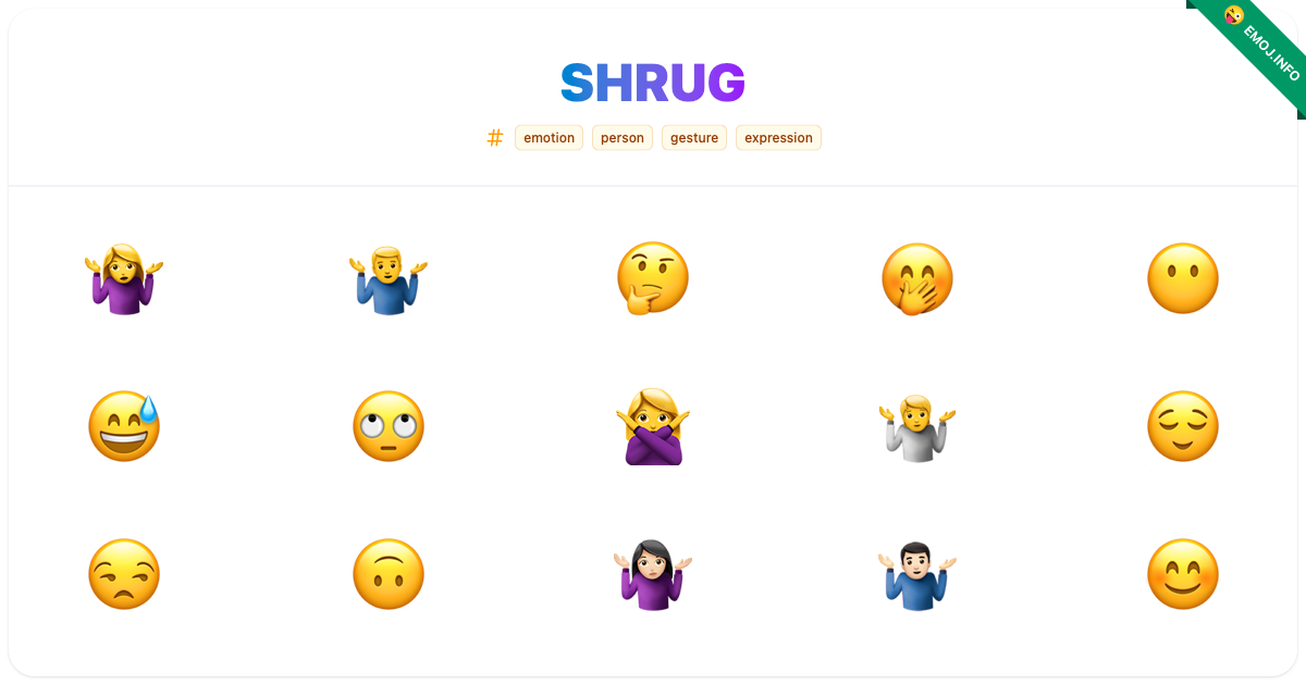 Shrug Emojis 🤷‍♀️ 🤷‍♂️ 🤔 | Meaning, Copy & Paste