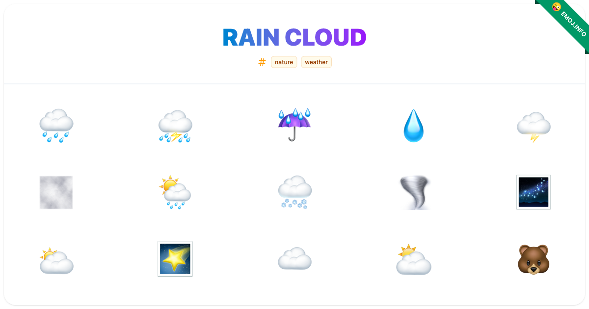 Rain Cloud Emojis 🌧️ ⛈️ ☔ | Meaning, Copy & Paste