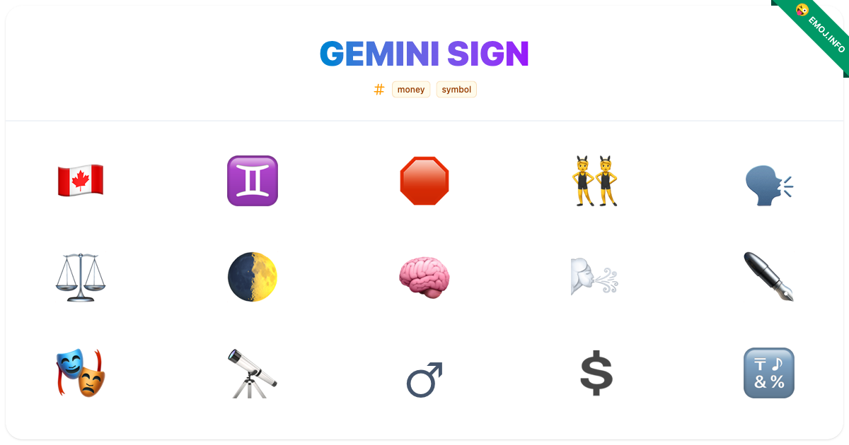 Gemini Sign Emojis π¨π¦ β π | Meaning, Copy & Paste
