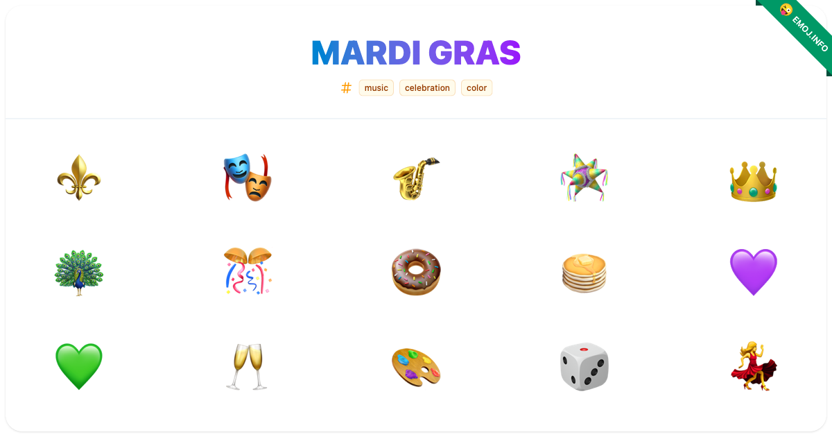 Mardi Gras Emojis ⚜️ 🎭 🎷 | Meaning, Copy & Paste