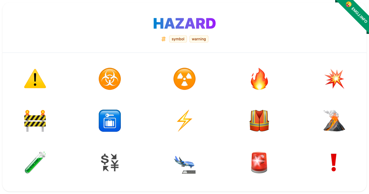 Hazard Emojis ⚠️ ⚡ ☠️ | Meaning, Copy & Paste