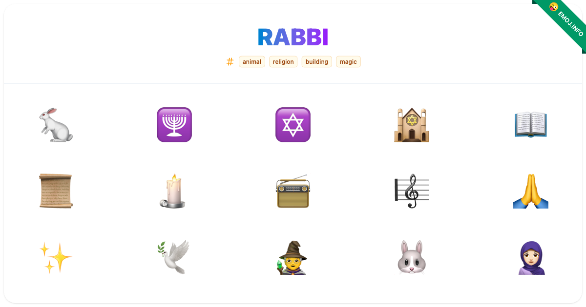 Rabbi Emojis 🐇 🕎 ️ | Meaning, Copy & Paste
