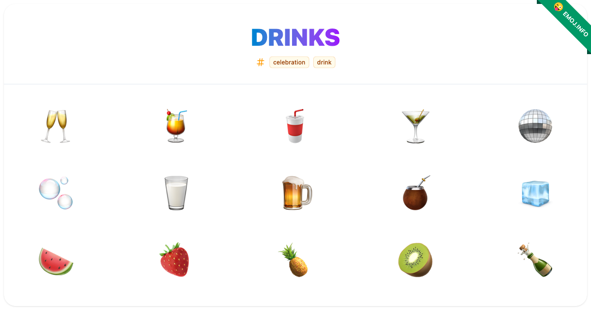 Drinks Emojis 🥂 🍹 🥤 | Meaning, Copy & Paste
