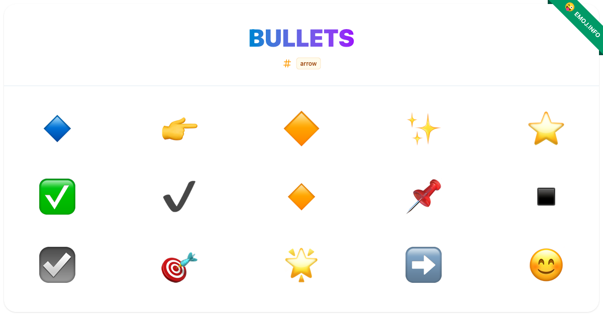 Bullets Emojis 🔹 👉 🔶 | Meaning, Copy & Paste
