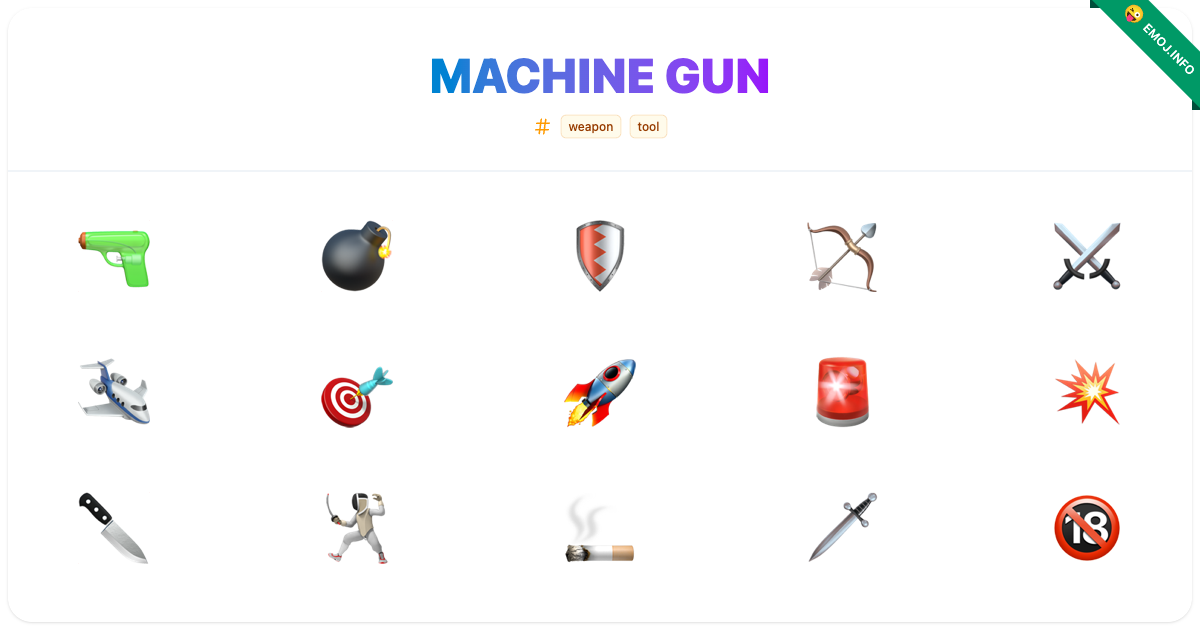 Machine Gun Emojis 🔫 💣 🛡️ | Meaning, Copy & Paste