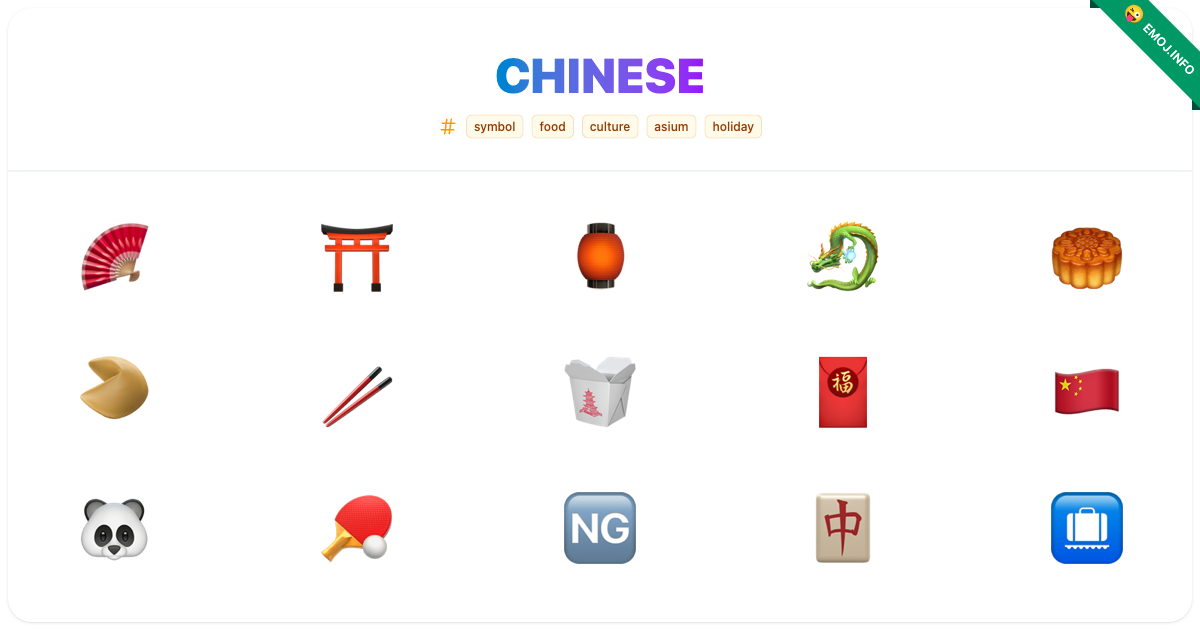 Chinese Emojis 🪭 ⛩️ 🏮 | Meaning, Copy & Paste