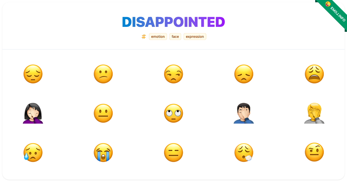 Disappointed Emojis 😔 😕 😒 | Meaning, Copy & Paste