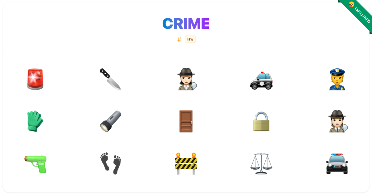 Crime Emojis 🚨 🔪 🕵🏻‍♀️ | Meaning, Copy & Paste