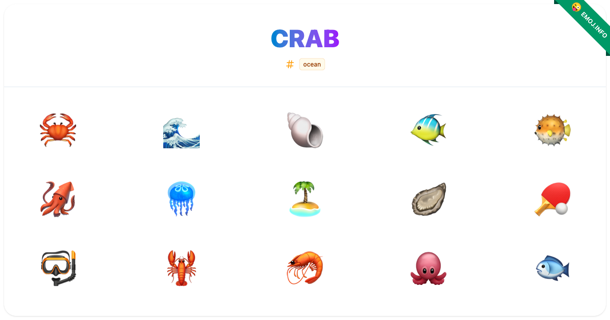Crab Emojis 🦀 🌊 🐚 | Meaning, Copy & Paste