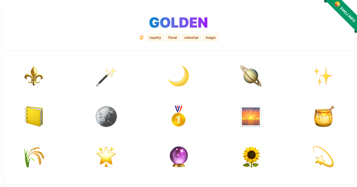 Golden Emojis ⚜️ 🪄 🌙 | Meaning, Copy & Paste