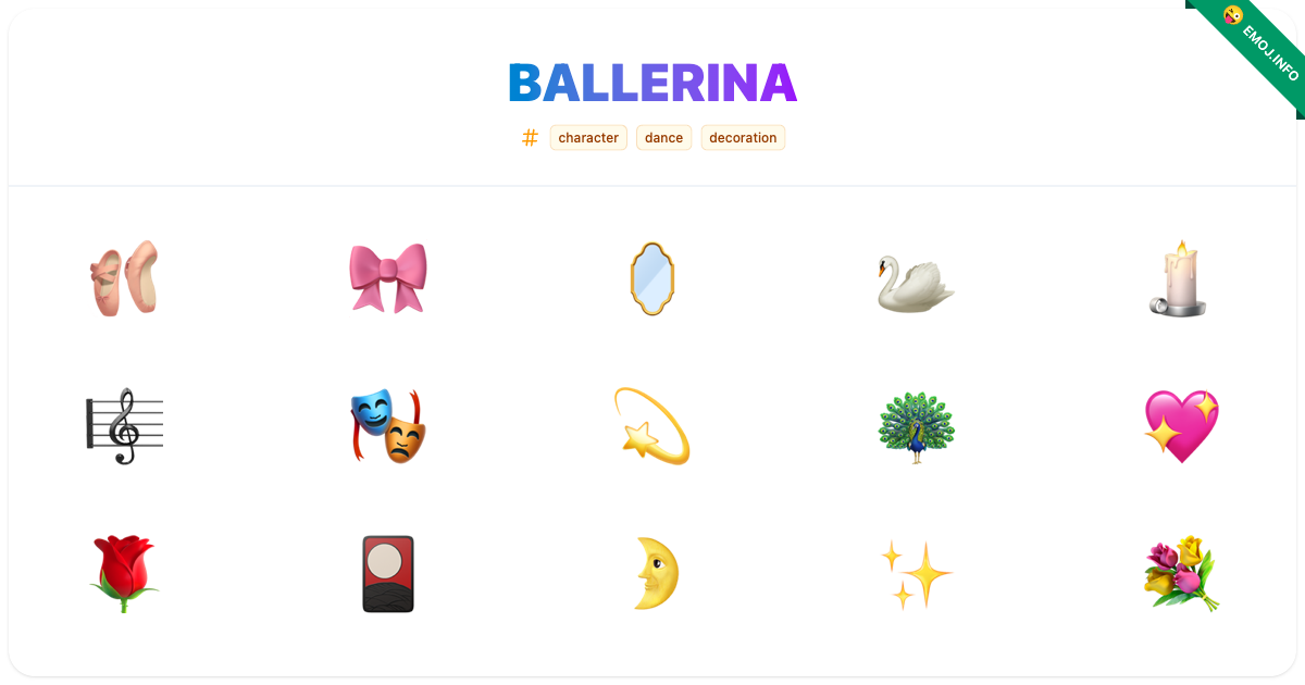 Ballerina Emojis 🩰 🎀 🪞 | Meaning, Copy & Paste