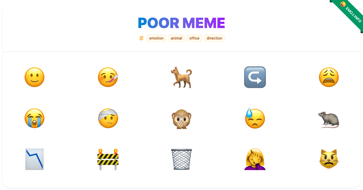 Poor Meme Emojis 🙂 🤒 🐕 | Meaning, Copy & Paste
