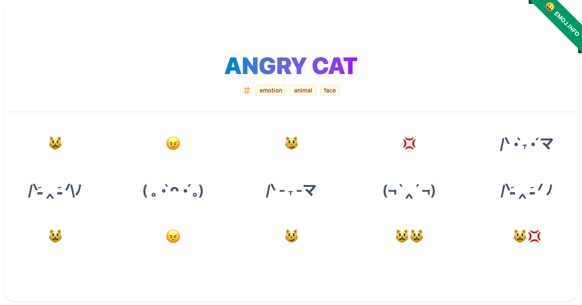 Angry Cat Emojis 😾 😠 😼 | Meaning, Copy & Paste