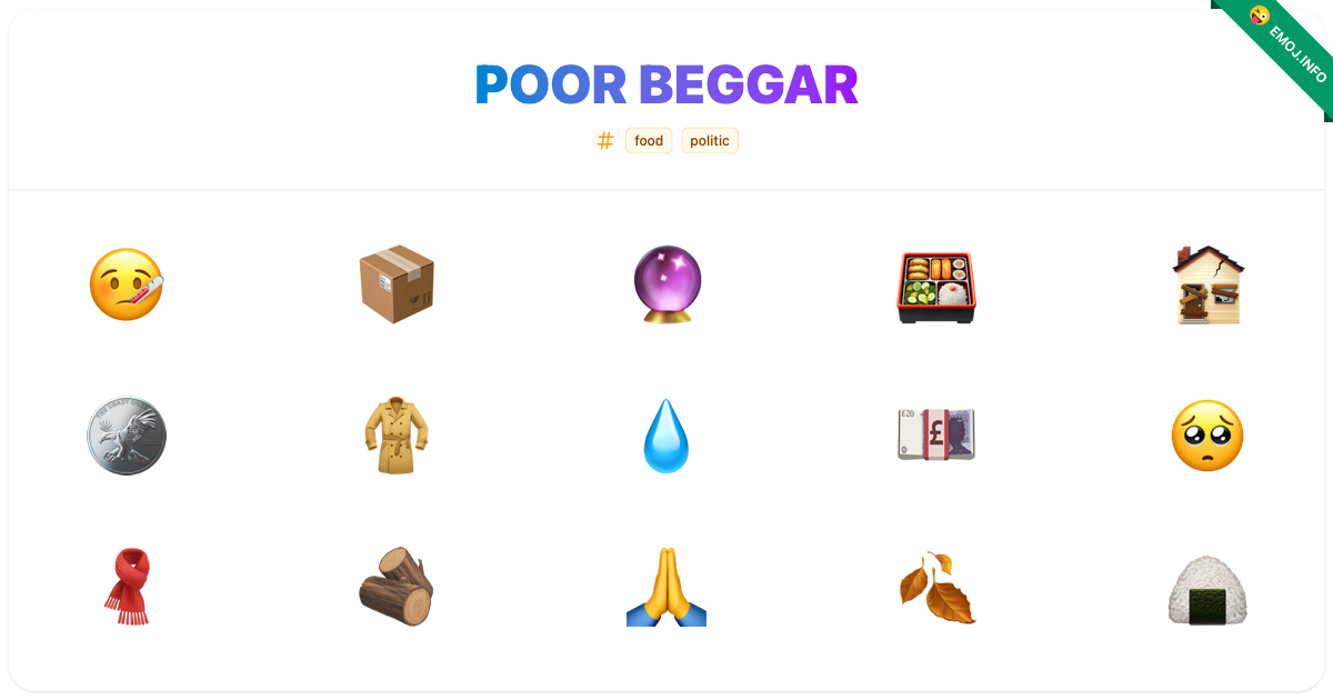 Poor Beggar Emojis ๐ค ๐ฆ ๐ฎ | Meaning, Copy & Paste