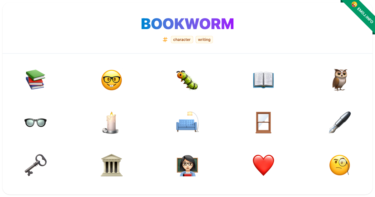 Bookworm Emojis 📚 🤓 🐛 | Meaning, Copy & Paste