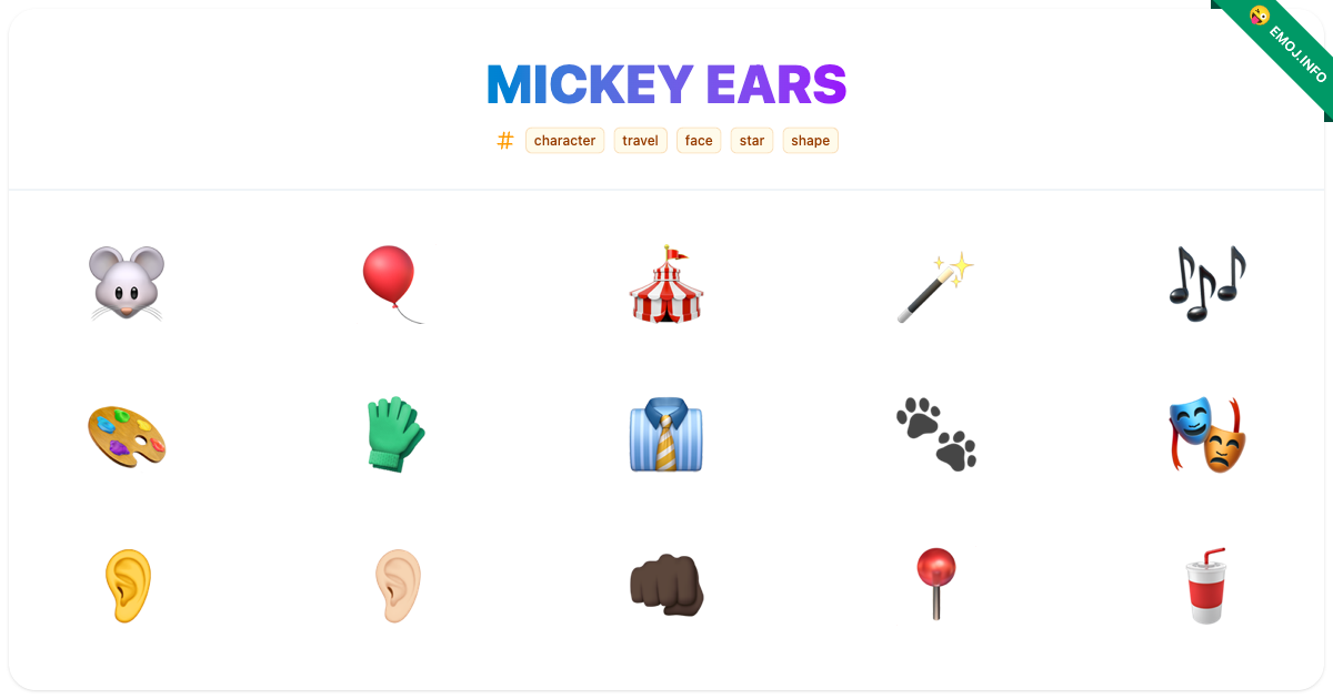 Mickey Ears Emojis 🐭 🎈 🎪 | Meaning, Copy & Paste
