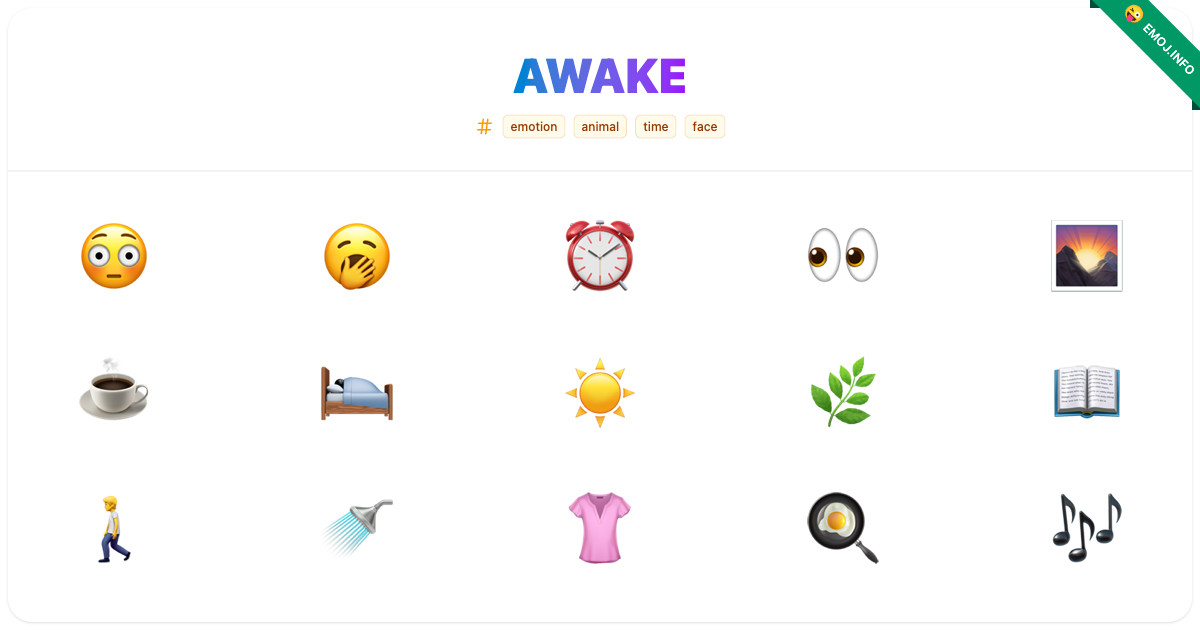 Awake Emojis 😳 🥱 ⏰ | Meaning, Copy & Paste