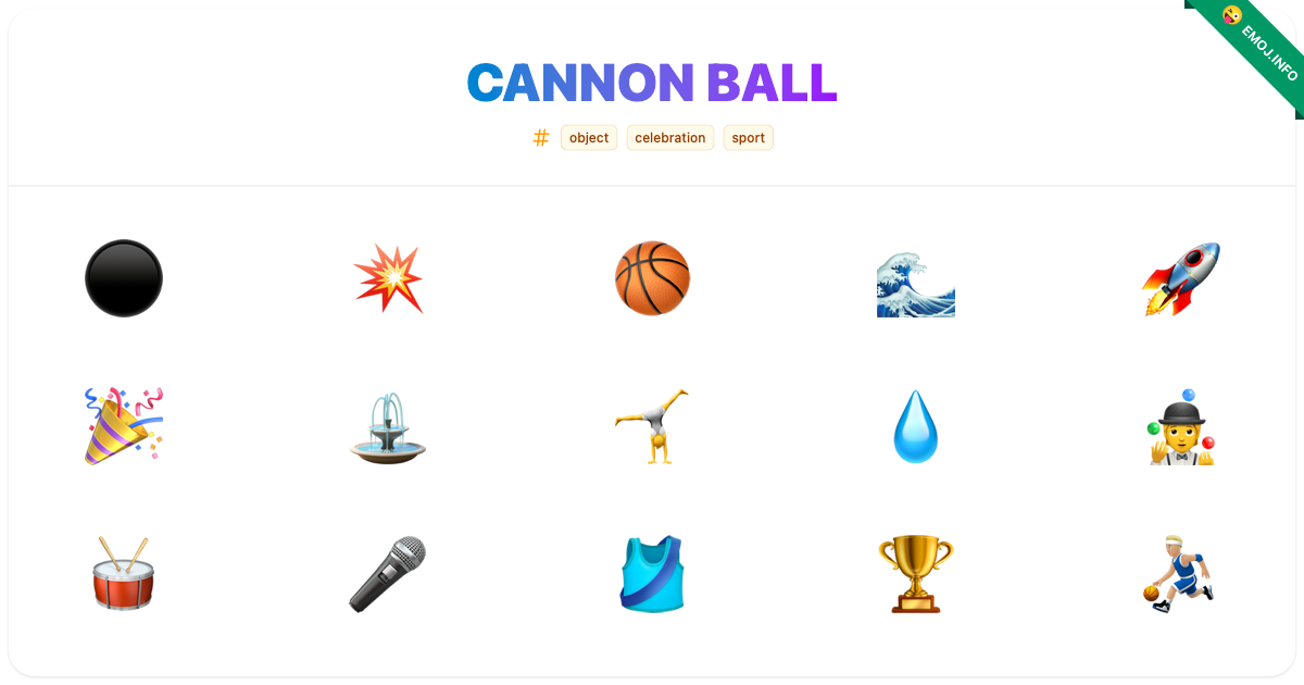 Cannon Ball Emojis ⚫ 💥 🏀 | Meaning, Copy & Paste