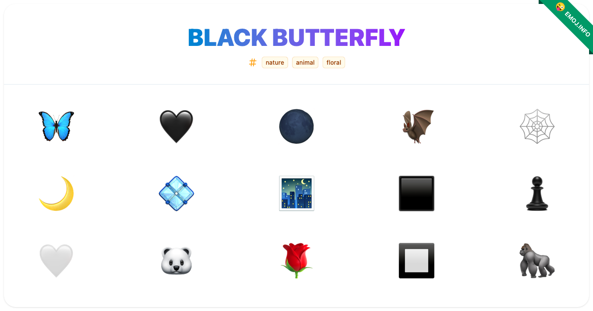 Black Butterfly Emojis 🦋 🖤 🌑 | Meaning, Copy & Paste