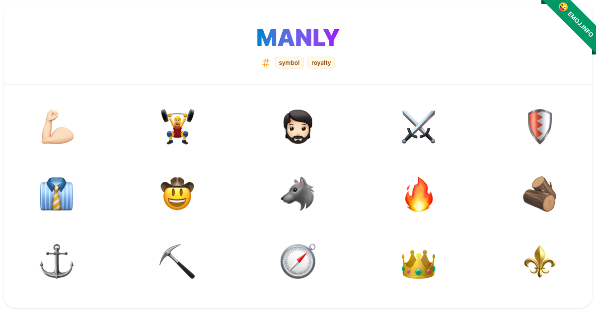 Manly Emojis 💪🏻 🏋️♂️ 🧔🏻 | Meaning, Copy & Paste