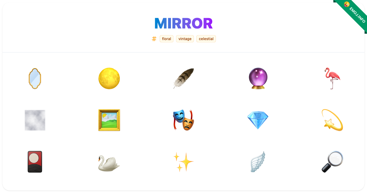 Mirror Emojis 🪞 🌕 🪶 Meaning, Copy & Paste