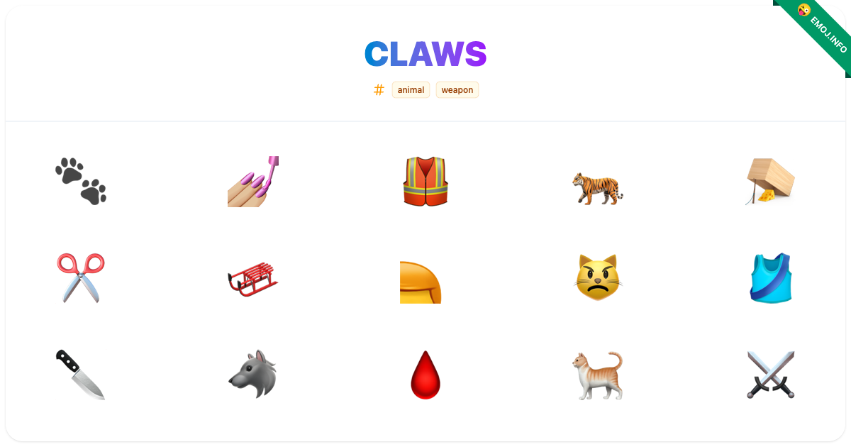 Claws Emojis 🐾 💅🏼 🦺 | Meaning, Copy & Paste